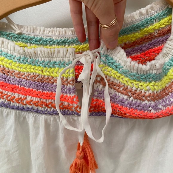 Alice + Olivia Sharyl Rainbow Peasant Embroidered Blouse Off Shldr Top XS $395 - Picture 7 of 12